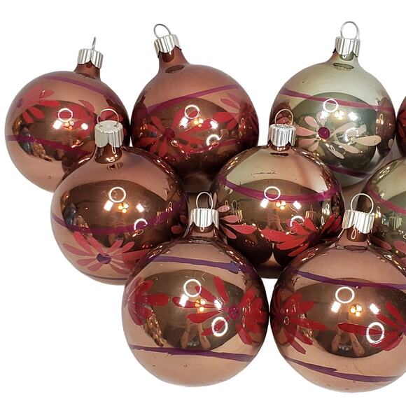 Vtg Martha Stewart MSE Christmas Ornament Painted Slivered Glass 3" Lot of 9 - Picture 3 of 12